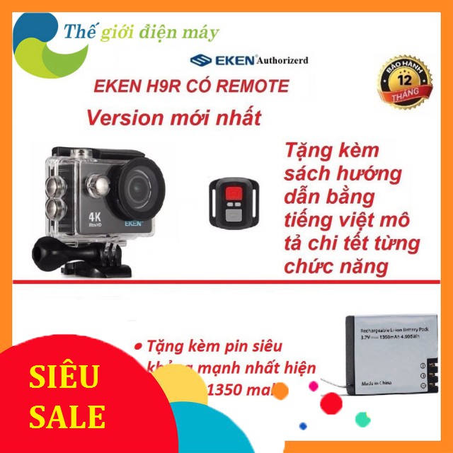 [SiêuRẻ] Camera hành trình 4K wifi Eken H9R có remote version mới nhất 8.1 tặng kèm kính lọc đỏ và pin siêu khủng 135 | BigBuy360 - bigbuy360.vn