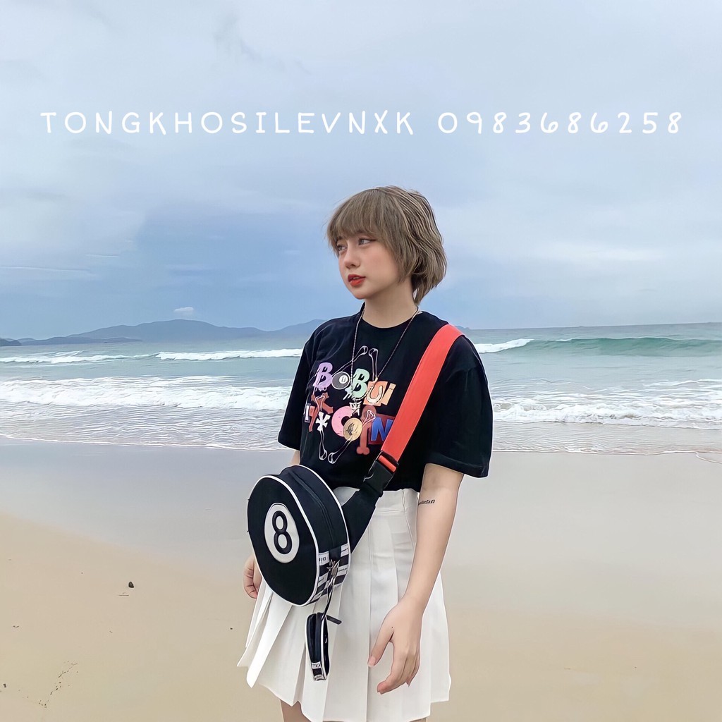 Áo Croptop Nữ BoBui 🦋FREESHIP🦋 Áo Phông Dáng Ngắn Cộc Tay In Chữ Màu Đen