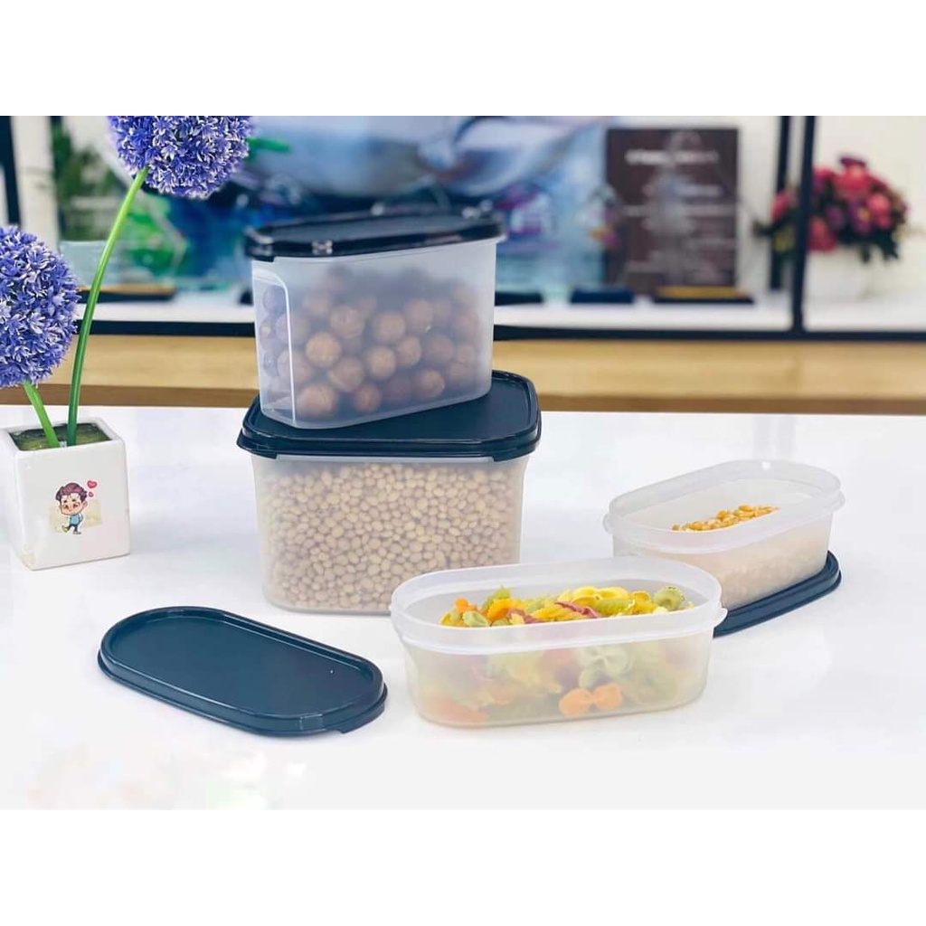 Bộ hộp trữ đồ khô, đậu, hạt, nui mì, gia vị kệ bếp Tupperware MODULAR MATES STATER set 4 kín khí