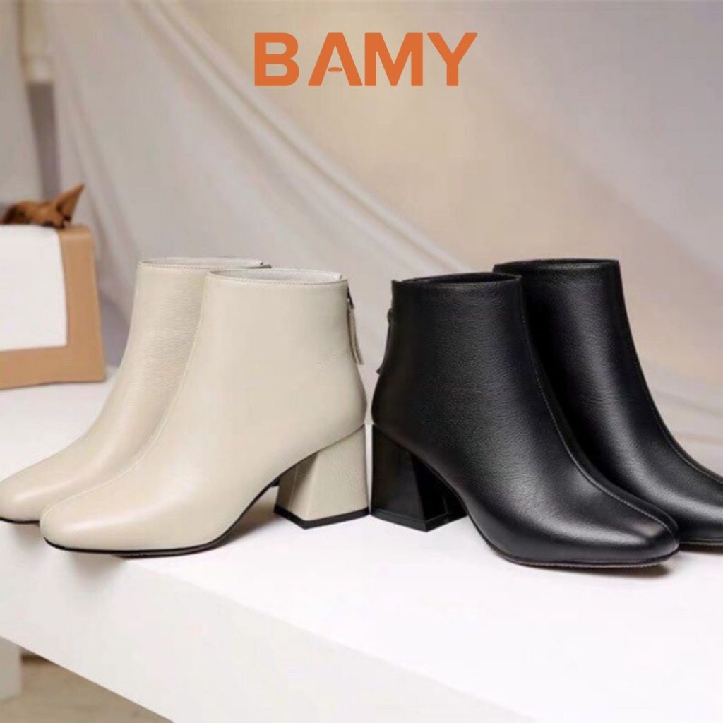 Bốt nữ Hàn Quốc da mềm khóa sau, giày boots ulzzang cao 5 phân mã B02