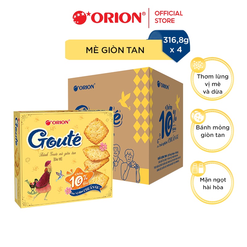 Combo 4 hộp bánh Orion Goute mè giòn tan (316,8g x 4) (giao màu ngẫu nhiên)