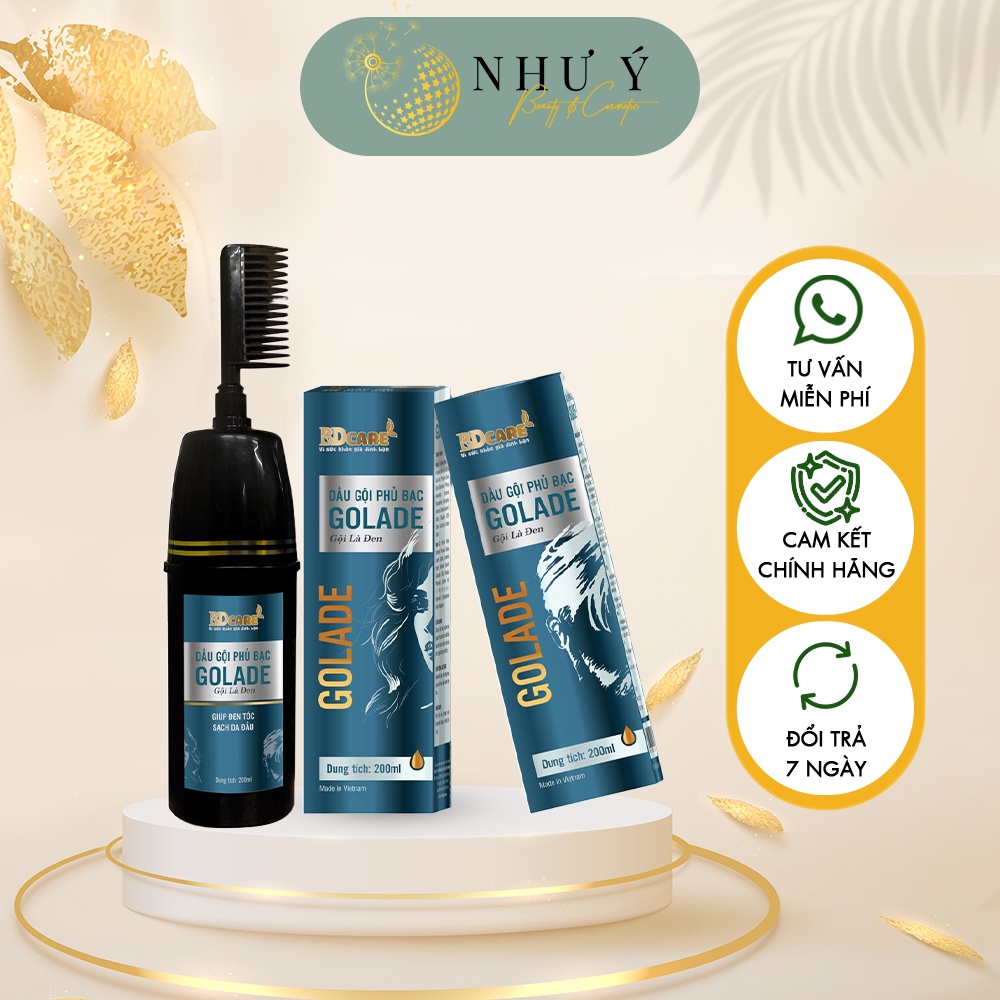 Dầu gội phủ bạc Golade giúp tóc đen óng, bóng mượt tự nhiên chai 200ml - NN063