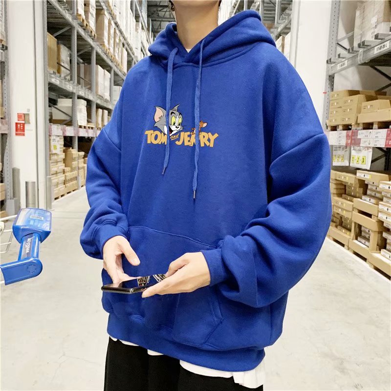 Spot M-5XL Korean men cartoon Tom and Jerry cartoon sweater printing fashion lovers long-sleeved hoodie hooded sweater | BigBuy360 - bigbuy360.vn