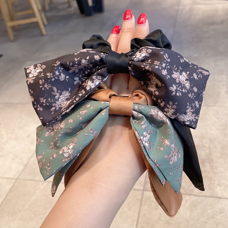 Dây Buộc Tóc Cao Su Co Giãn Phối Ruy Băng Họa Tiết Hoa Kiểu Pháp 2022 Mới