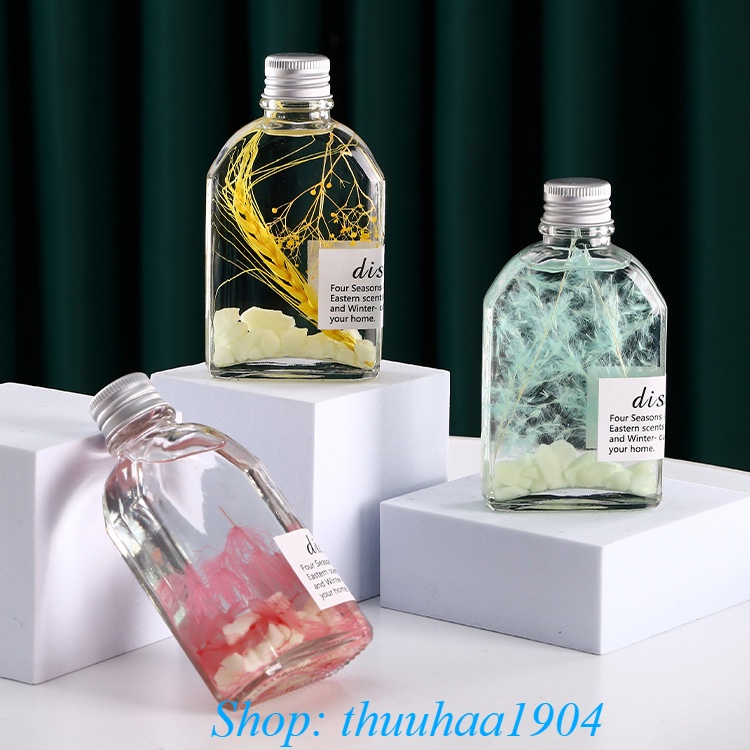 Tinh Dầu Thơm Phòng có đá Phát Sáng Ban Đêm 100ml Que Gỗ Tự Khuếch Tán Hương Khử Mùi Không Khí TD8-H2A