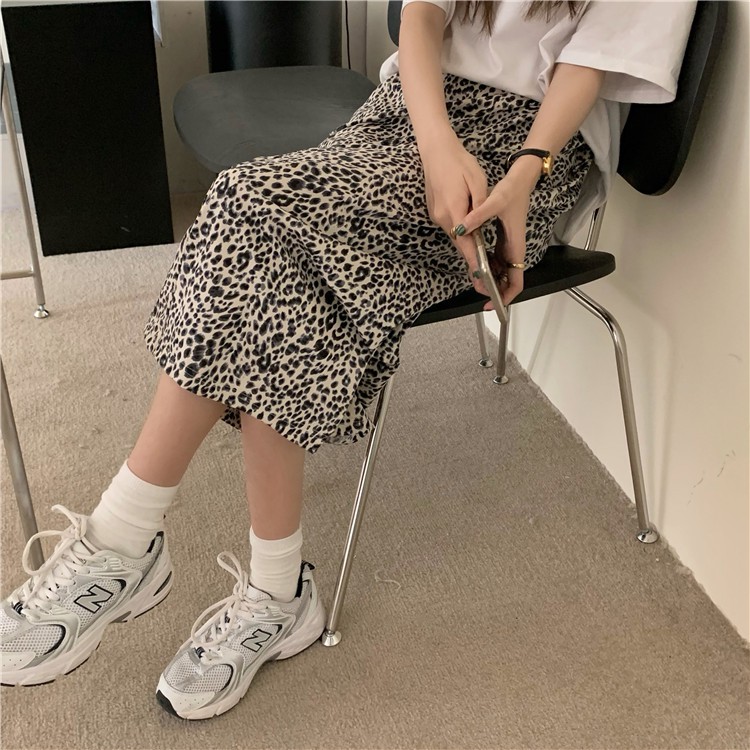 ❤️ FREESHIP❤️ Chân váy chữ A lưng cao xẻ tà da báo phong cách Ulzzang Hàn Quốc