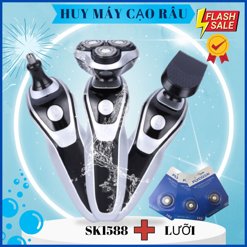 máy cạo râu đa năng SHAVER SK1588 và 3 lưỡi sơ cua FR8