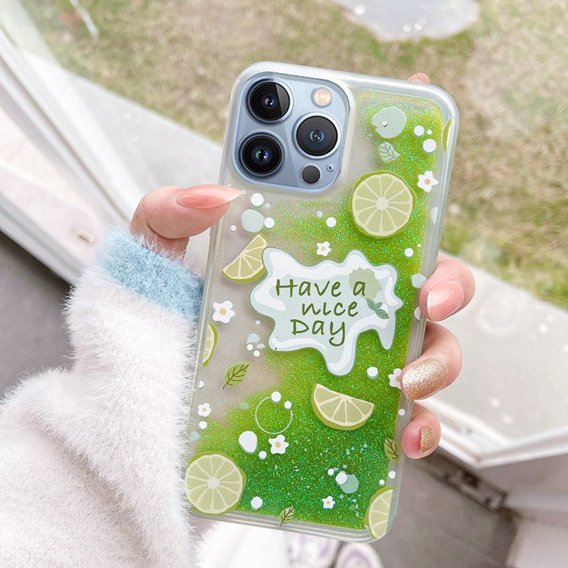 Ốp Lưng Kim TuyếN NướC ChốNg SốC HìNh Quả ĐàO Cho iphone 14 13 12 11 pro max x xs xr 6s 7 8 plus