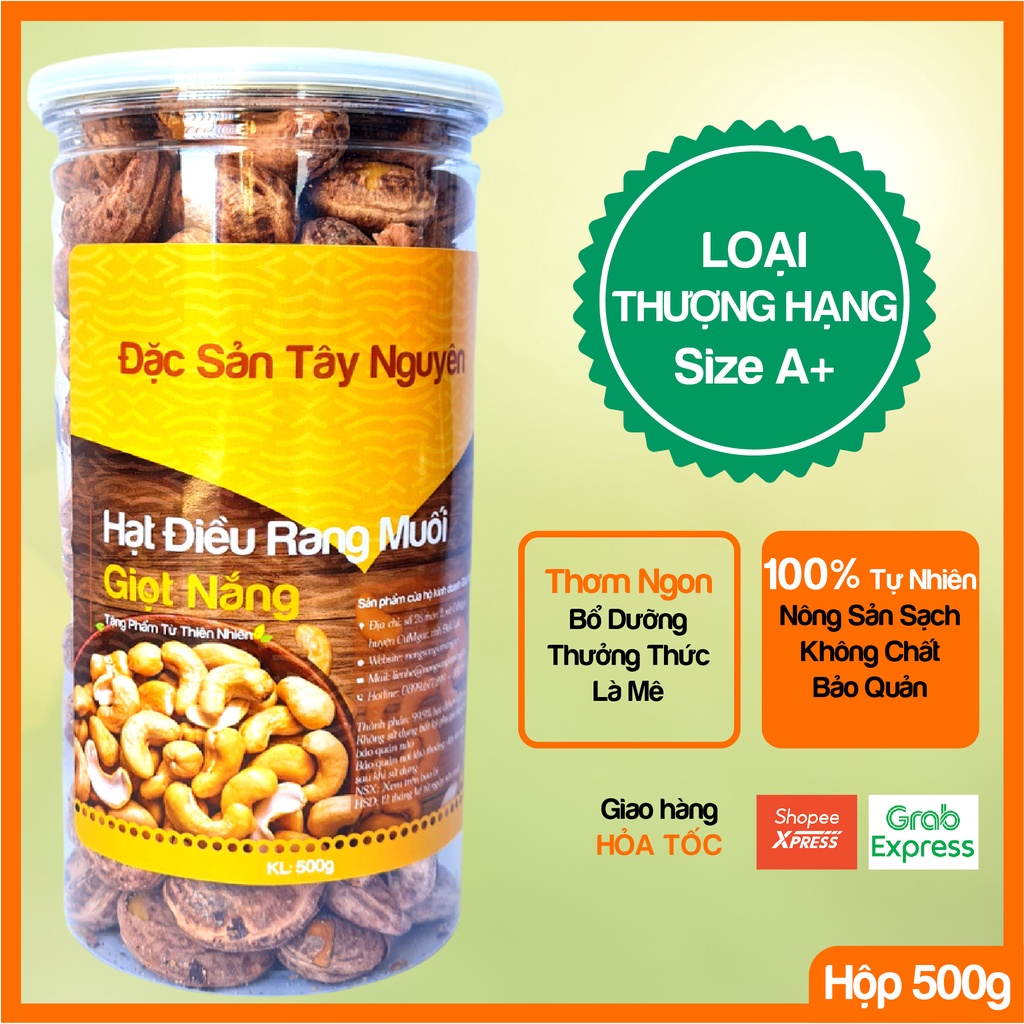 Hạt điều rang muối nguyên hạt bổ dung dinh dưỡng hộp 500g từ Nông Sản Giọt Nắng Hà Nội