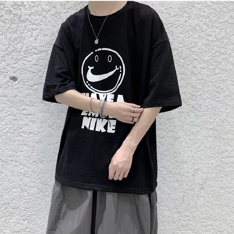 Áo Thun Tay Ngắn Cổ Tròn Dáng Rộng In Chữ Thời Trang Mùa Hè Phong Cách Hàn Quốc Cho Nam Giới Size M-8XL