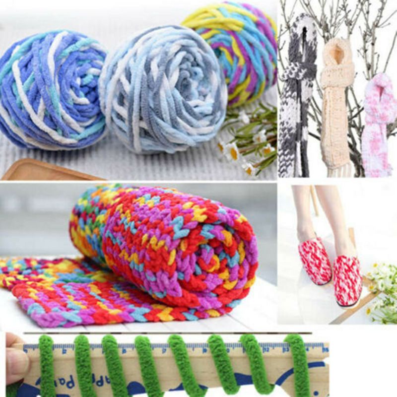 Len Bông Tuyết Đan khăn Choàng Cổ Đan Móc Chăn Mền sợi to