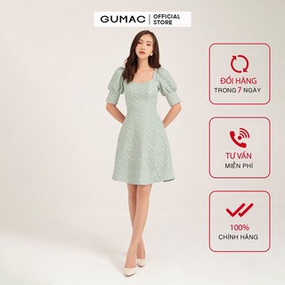 Đầm ôm nữ GUMAC vải gấm cao cấp, thiết kế thời trang màu xanh DB1167