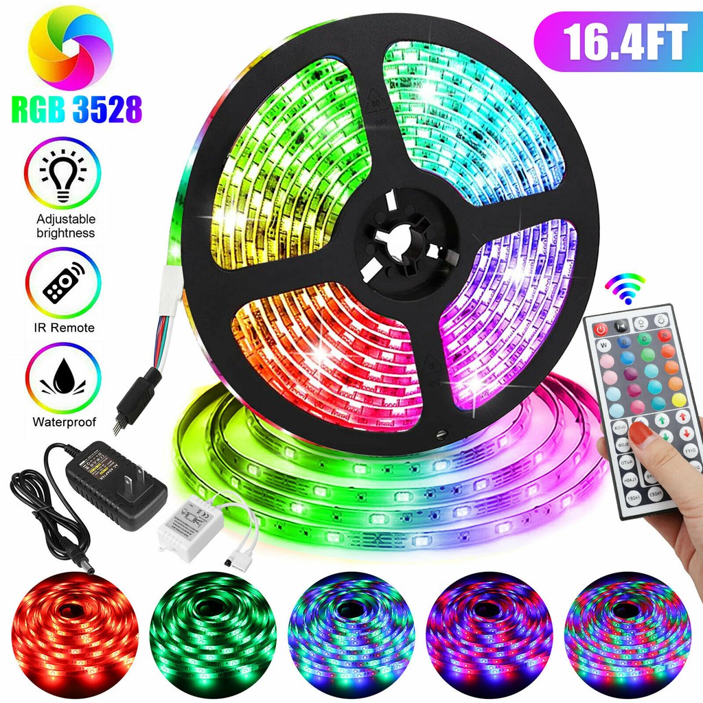 RGB Đèn Led 5m Dải sáng Mix Màu DIY Điều Khiển 44 Nút RGB Đèn Trang Trí Phòng Ngủ