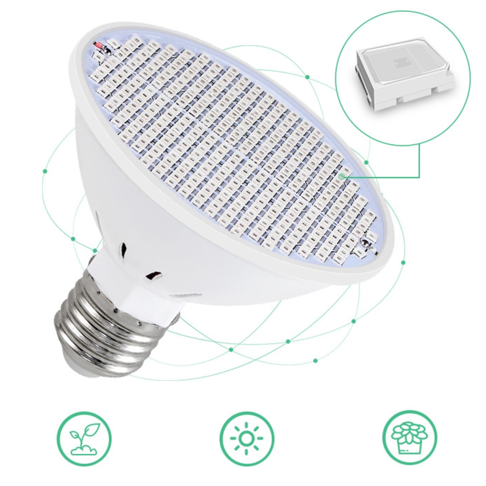 Đèn tăng trưởng 300LED E27 Đèn tăng trưởng trong nhà Hộp lều đầy đủ quang phổ Fitolamp Nhà máy gieo hạt không thấm nước Ánh sáng Hoa nở 