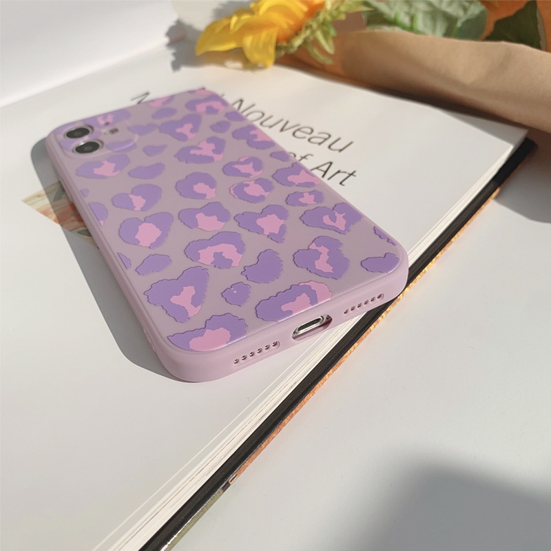 Ốp điện thoại họa tiết tím cho Iphone 11 12 Mini Pro Max