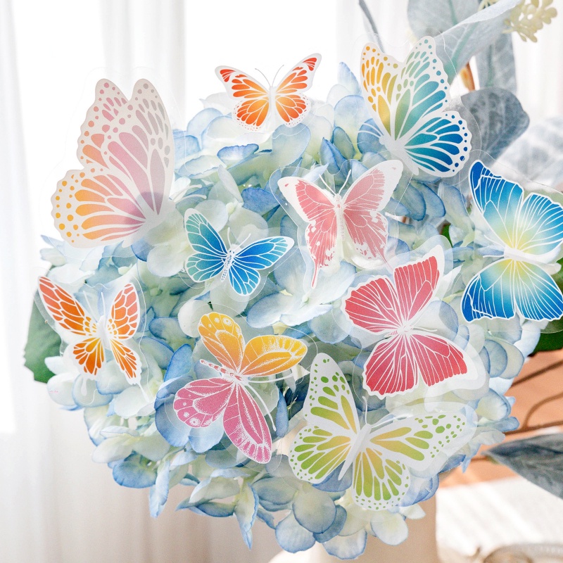 Set 30 Miếng Dán Mực Trắng Hình Bướm Chống Thấm Nước Dùng Trang Trí Sổ Tay DIY