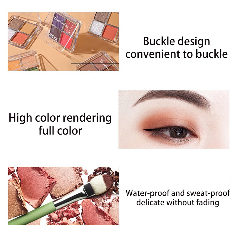 Bảng phấn mắt bốn màu sắc lấp lánh / chống thấm nước / lâu trôi / không nhòe | BigBuy360 - bigbuy360.vn