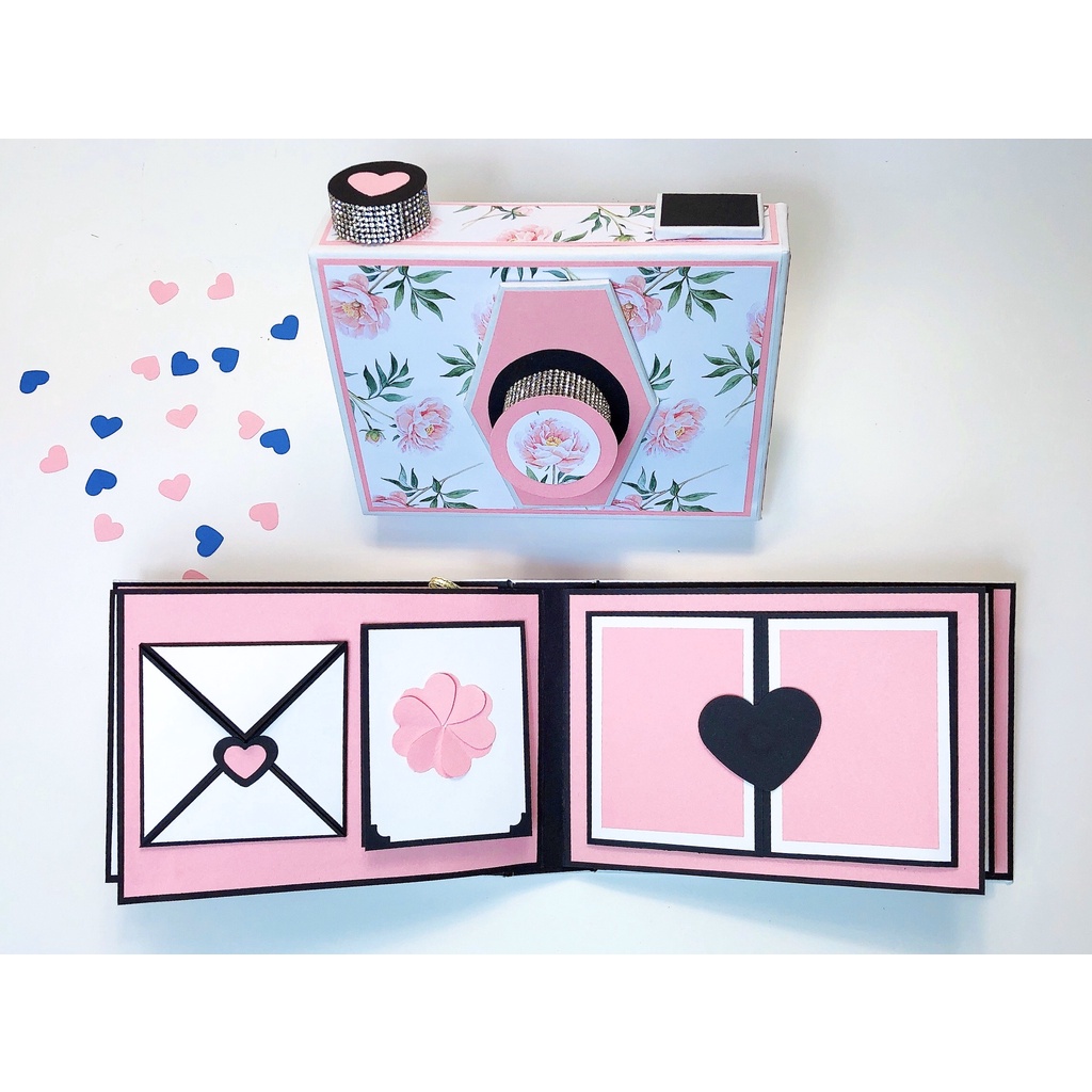 Camera box - album dán ảnh màu hồng - ảnh chụp thực tế - đẹp - độc - lạ