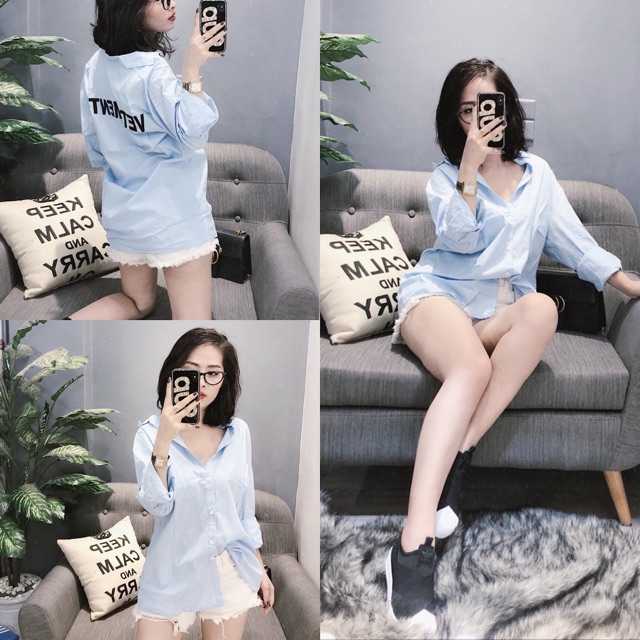Áo sơ mi pha chữ lưng hàng siêu hot