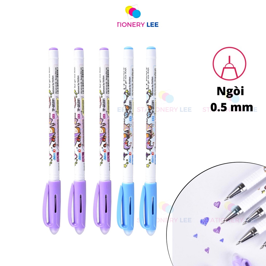 Hộp 20 cây bút gel E01 xóa được dành cho học sinh tiểu học (xanh/tím)