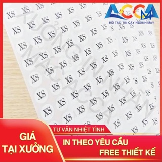 Decal dán size quần áo _140 miếng decal size _nhận in tem nhãn mác theo yêu cầu_xưởng nhãn mác acca g5