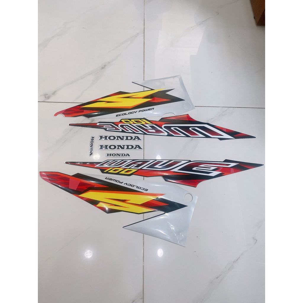 Trọn bộ tem rời dán xe máy 3 lớp Honda Wave S 100 đời 2004 màu đen