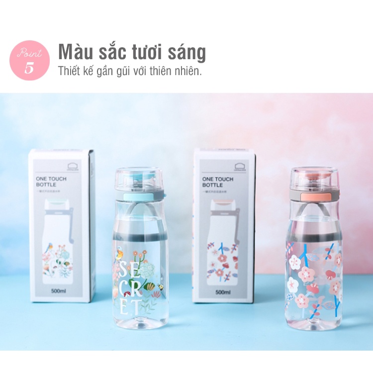 Bình Nước Nhựa Tritan 500ml One Touch Lock&Lock ABF687 Chạm Mở Nắp - T2Cmall