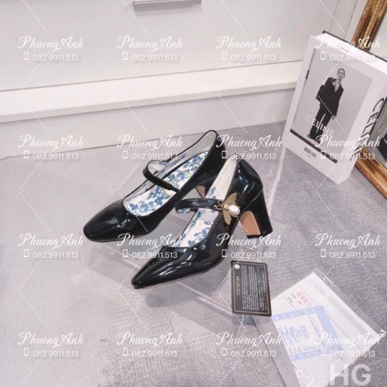 Giầy Dior Đen Bóng Quai Ong Full Size 35-39