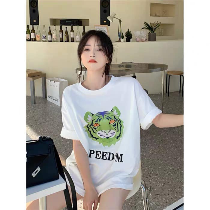 Áo phông nữ áo thun nữ form rộng tay lỡ đẹp cổ tròn in hình hổ PFEDOM CHIBEST LAB235