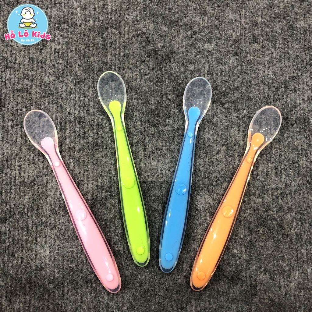 Thìa silicon ăn dặm cho bé thìa mềm nông lòng nhiều màu dễ thương Hồ Lô Kids