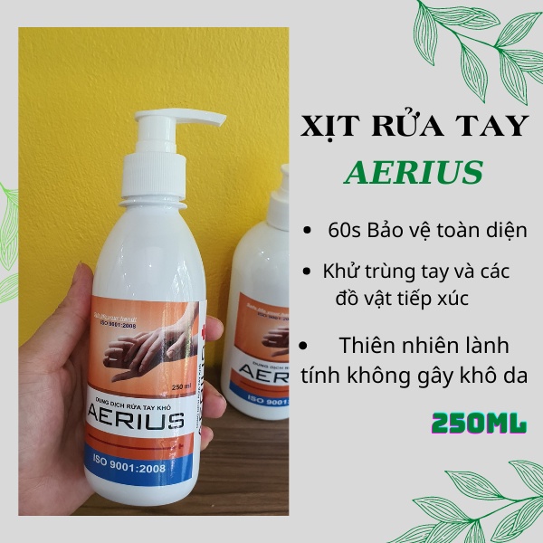 Nước xịt sát khuẩn, Nước Rửa Tay Khô Sát Khuẩn AERIUS Chai 100ml- 250 ml- 500 ml