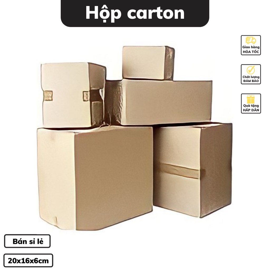 Thùng đóng hàng 20 x 16 x 6 cm cỡ lớn hộp carton thiết kế 3 lớp dày dặn chắc chắn nhiều kích thước có bán sỉ lẻ