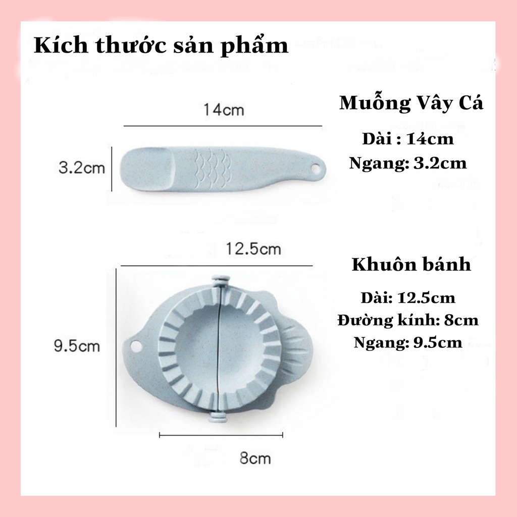 (Tặng Kèm Muỗng) Khuôn làm bánh xếp, sủi cảo bột lọc,há cảo hình dạng cá chuyên dụng họa tiết vây AnPhong Store.