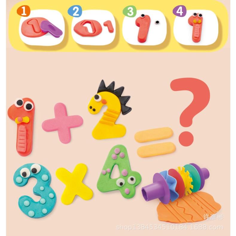 Đất nặn tạo hình số và chữ an toàn cho bé chất liệu bột mì không dính tay kích thích sáng tạo