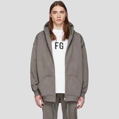 FEAR OF GOD Season 6 FOG Zipper Jacket FG God Gray Loose Cardigan Hoodie Sweater Trend