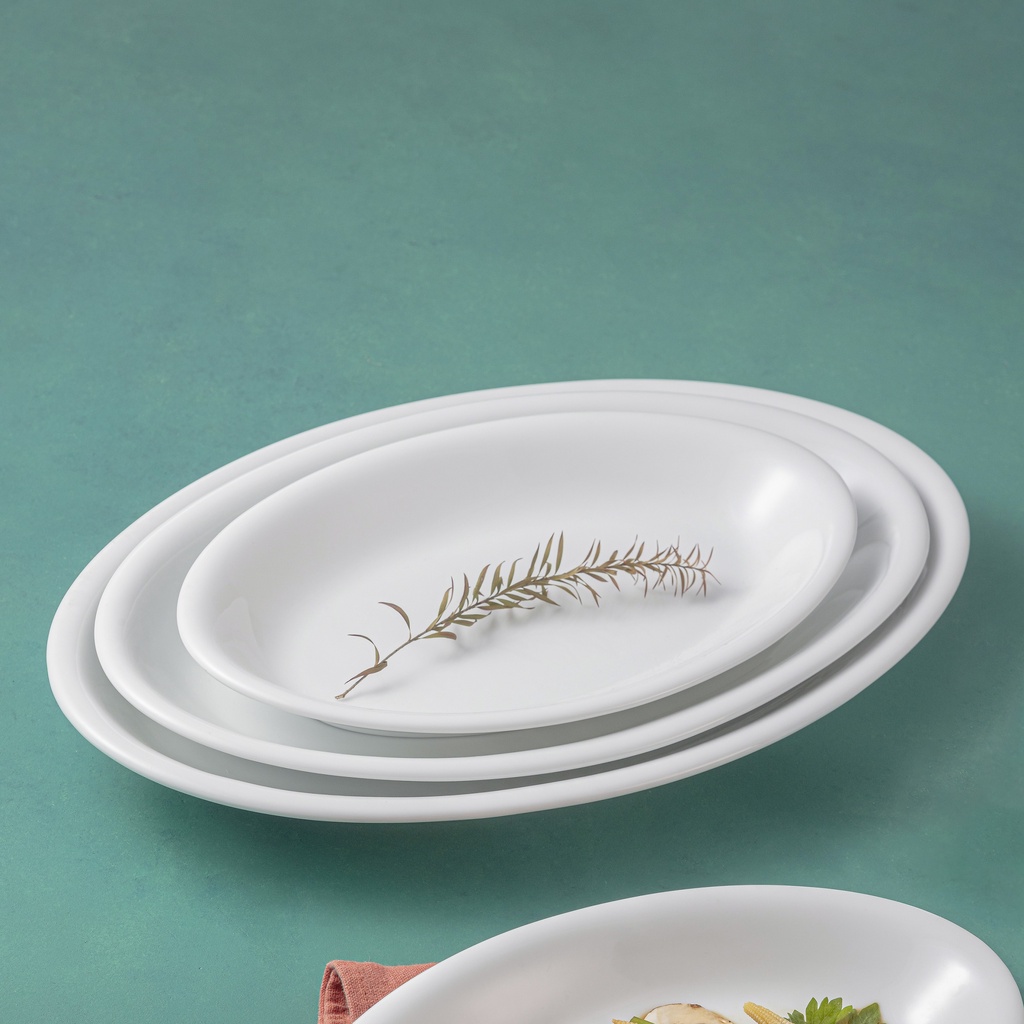 Đĩa xoài ảo Long Phương - Đĩa bầu dục sâu lòng bằng sứ size từ 25cm đến 40cm