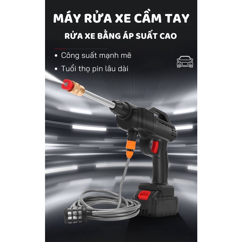 Máy rửa xe mini cầm tay công suất lớn cực tốt để rửa xe, tưới cây, cực kì tiện lợi