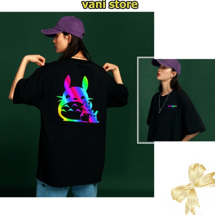 [Tặng Quà] Áo thun unisex tay lỡ Totoro siêu đáng yêu phản quang 7 màu . | BigBuy360 - bigbuy360.vn