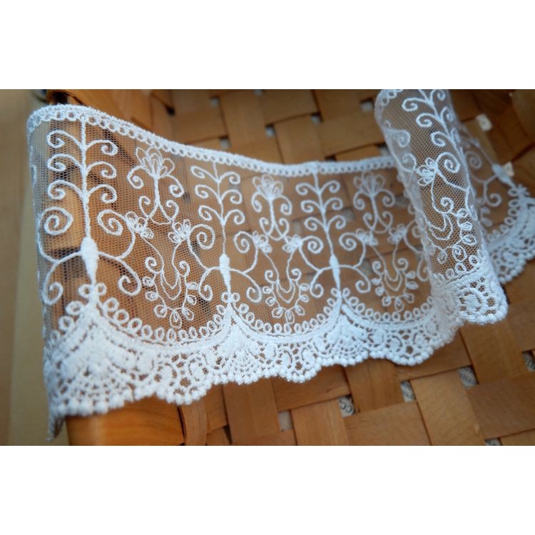 Lưới cotton thêu ren nhiều họa tiết rộng 7-11cm cho trang trí tiệc cưới
