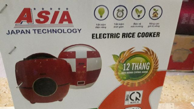 [Mã ELHADEV giảm 4% đơn 300K] NỒI CƠM ĐIỆN ASIA NẮP GÀI 1L2 GIẢM 35K