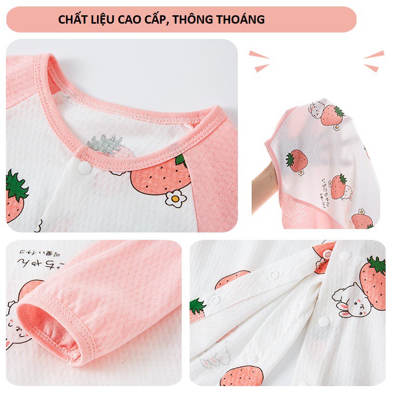 Sleepsuit Body dài tay cotton mỏng mặc hè thu cho bé trai bé gái 0-12 tháng Hàng Quảng châu xuất Nhật SLH16