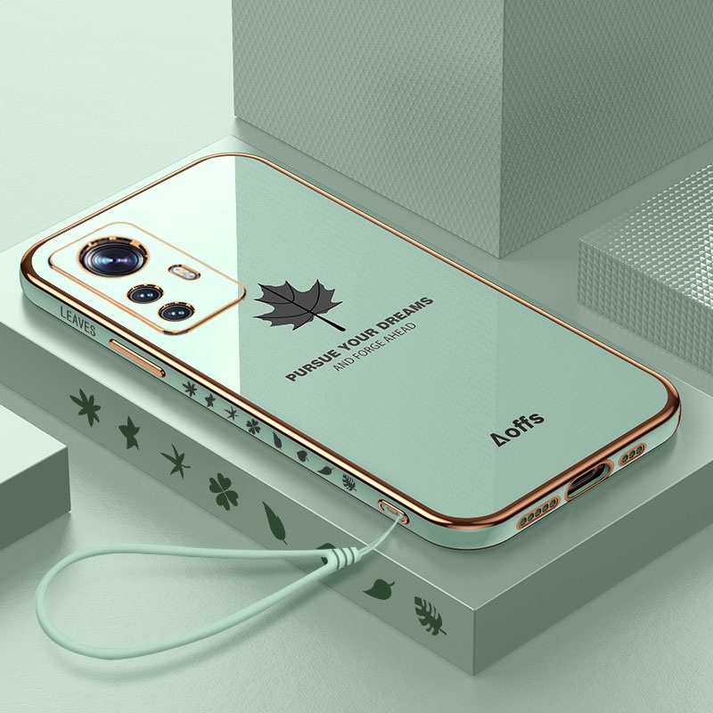 Ốp Điện Thoại Viền Vuông Chống Sốc Họa Tiết Lá Phong Sang Trọng Cho Xiaomi 12 11 Mi 11T 10T Pro Mi 11 Lite 5G NE Poco F3 M3 X3 Pro