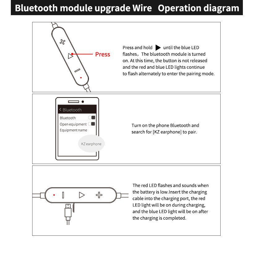 Cáp tai nghe Bluetooth KZ nâng cấp dành cho KZ ZS6 ZS10 ZSR ES4