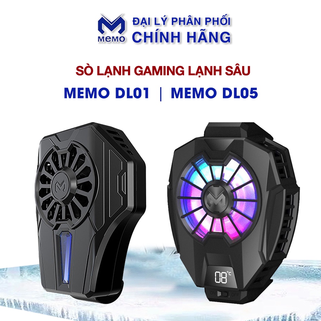 Quạt tản nhiệt điện thoại dl01 memo dl05 chính hãng Memo - Siêu lạnh, hiển thị nhiệt độ, LED RGB, Kẹp thu vào 2 chiều