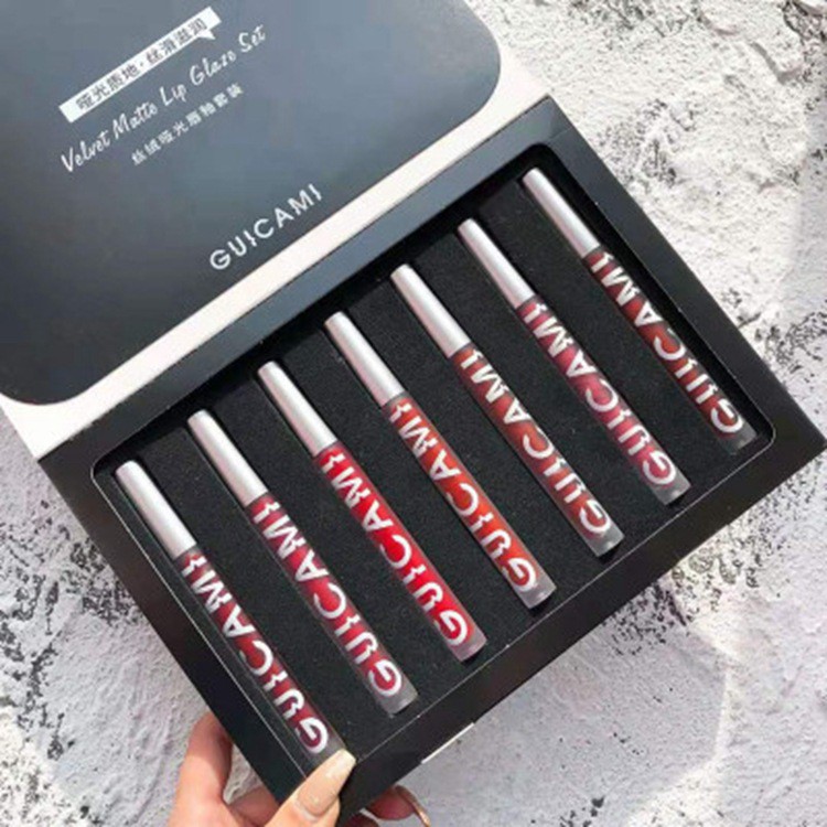 (Hàng Mới Về 7pcs/set)Son kem lì GUICAMI lên màu mịn lâu trôi chống thấm nước