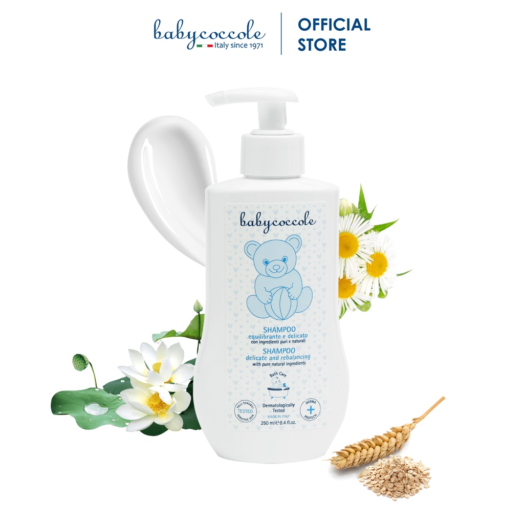 Dầu gội cho bé Babycoccole 0M+ an toàn cho trẻ sơ sinh &amp; em bé chiết xuất hoa sen 250ml