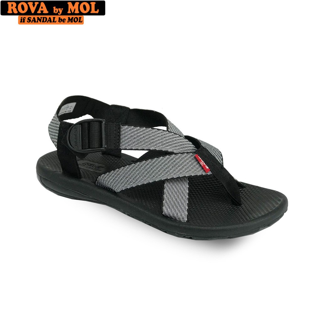 Dép sandal nam vải dù quai chéo có quai hậu cố định mang đi học đi biển du lịch hiệu Rova RV133B _j9