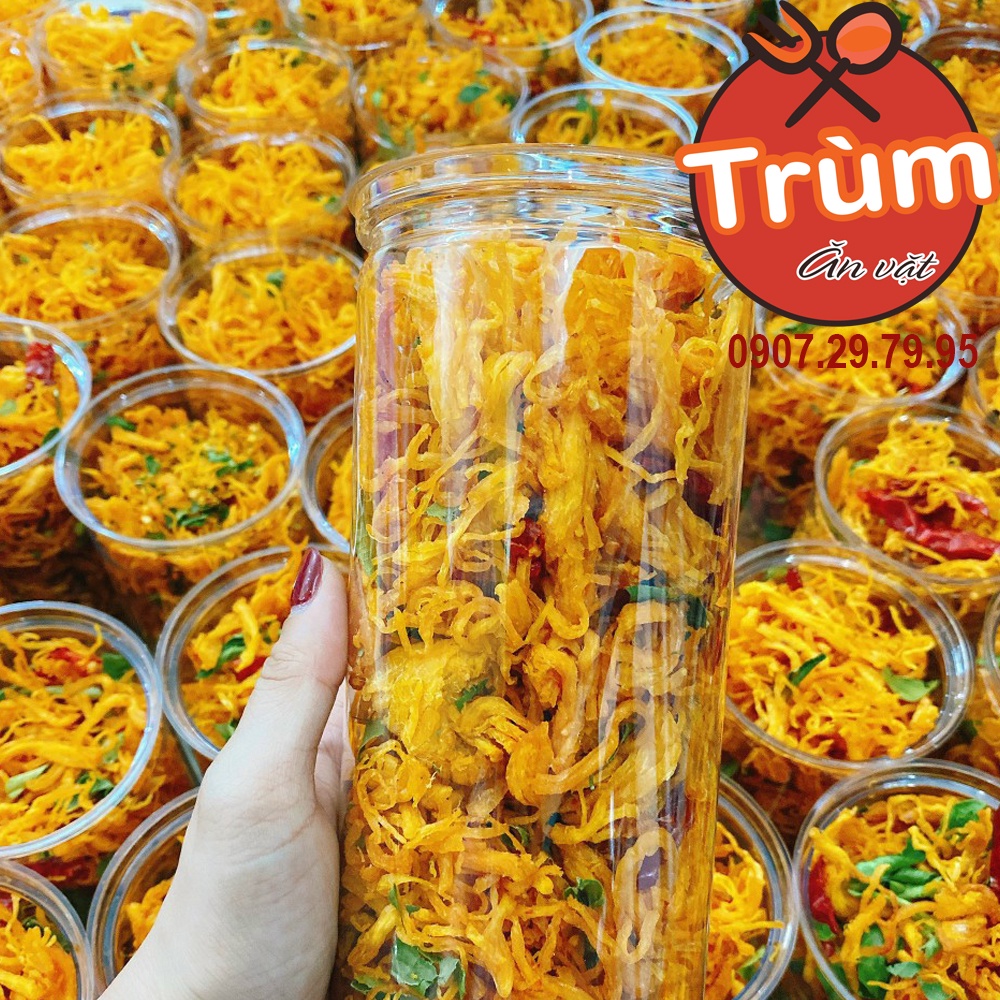 Khô gà lá chanh - bơ tỏi loại 1 đặc biệt, siêu ngon, cay cay, thơm nức, sợi to - Trùm Ăn Vặt