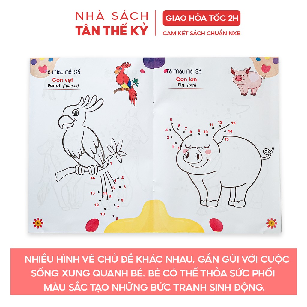 Sách - Tô màu nối số thông minh song ngữ Việt Anh (Bộ 8 cuốn)