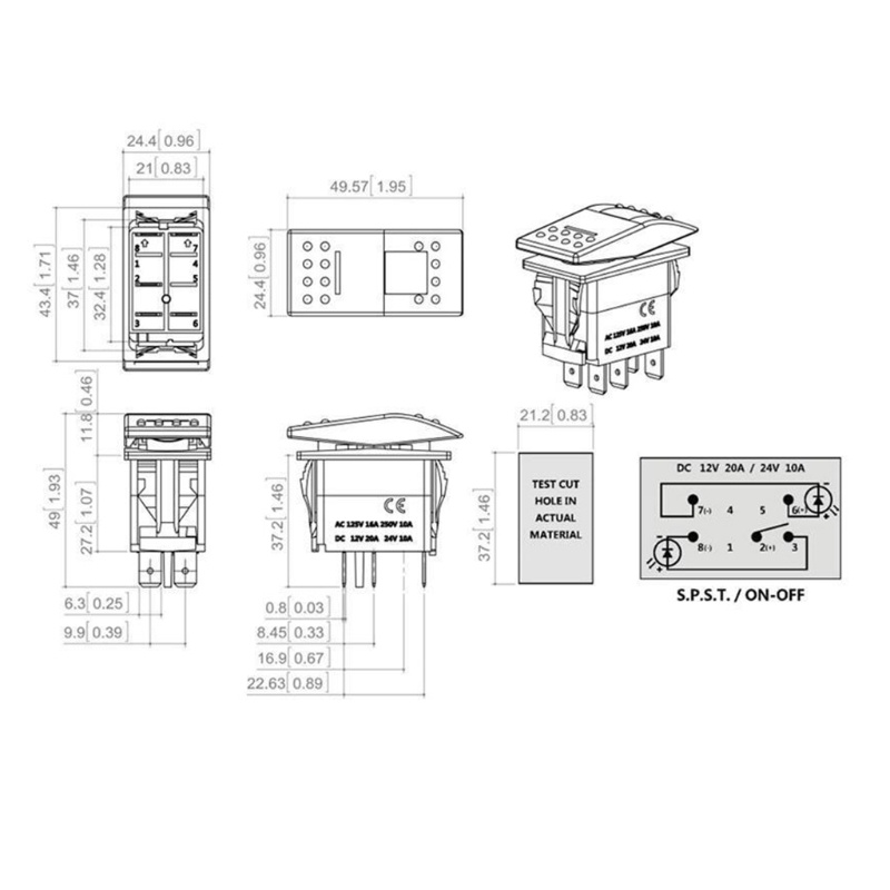 Bảng công tắc bật/tắt 5 Pin 12V/24V chống nước có đèn LED cho xe hơi tàu thuyền/xe tải